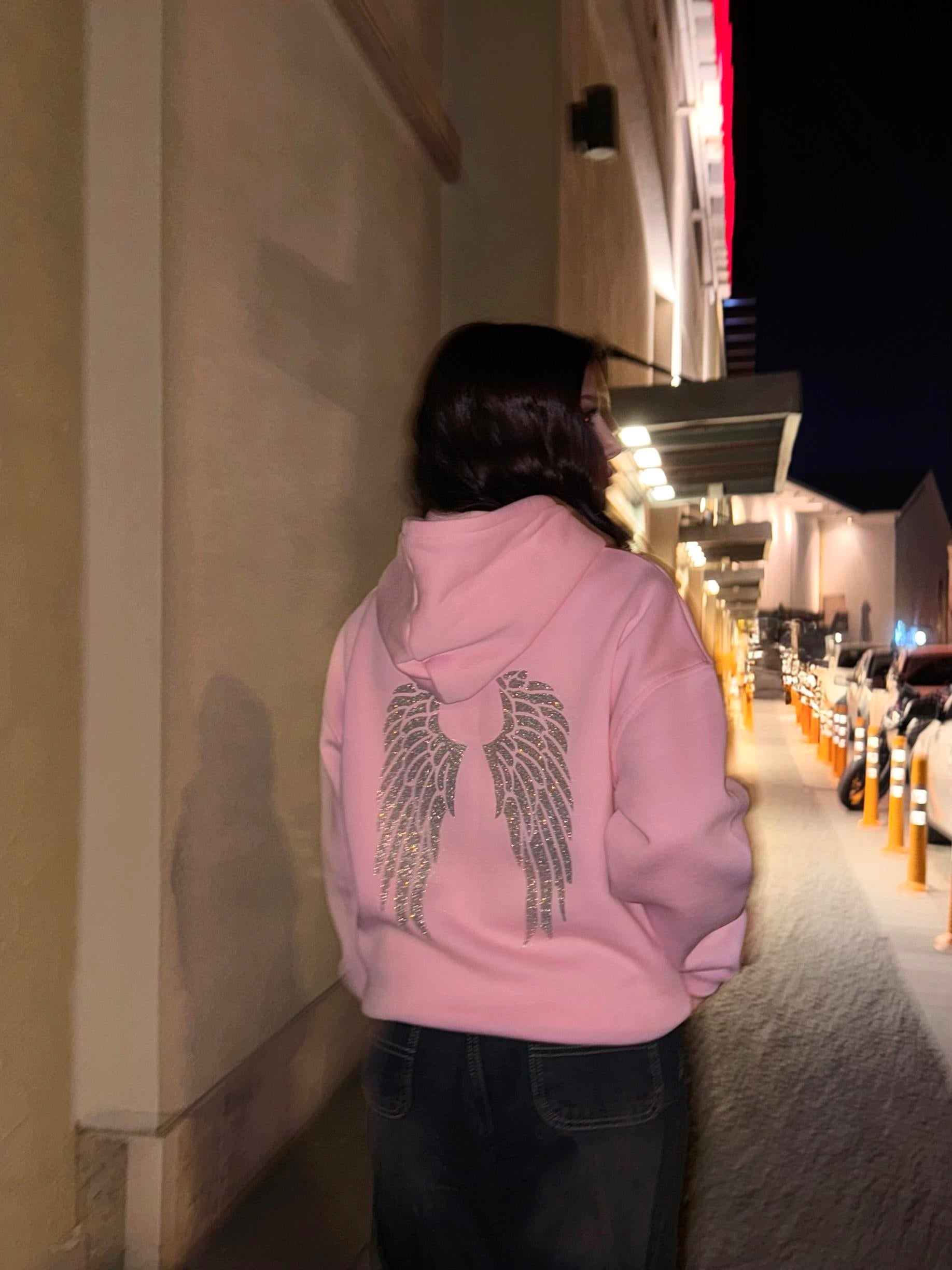 Sim Baskı Angel Pembe Sweatshirt
