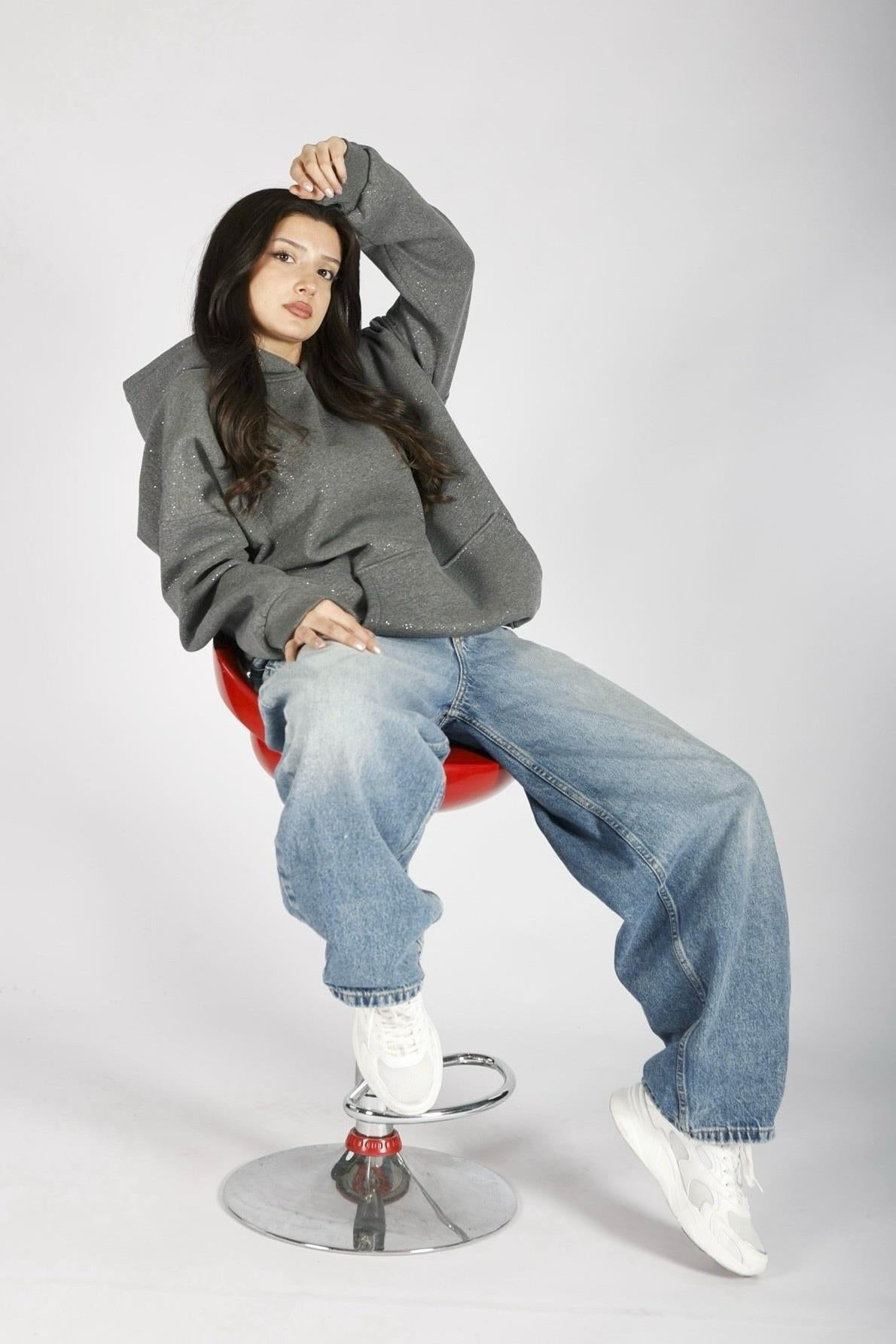 Simli Gri Sweatshirt