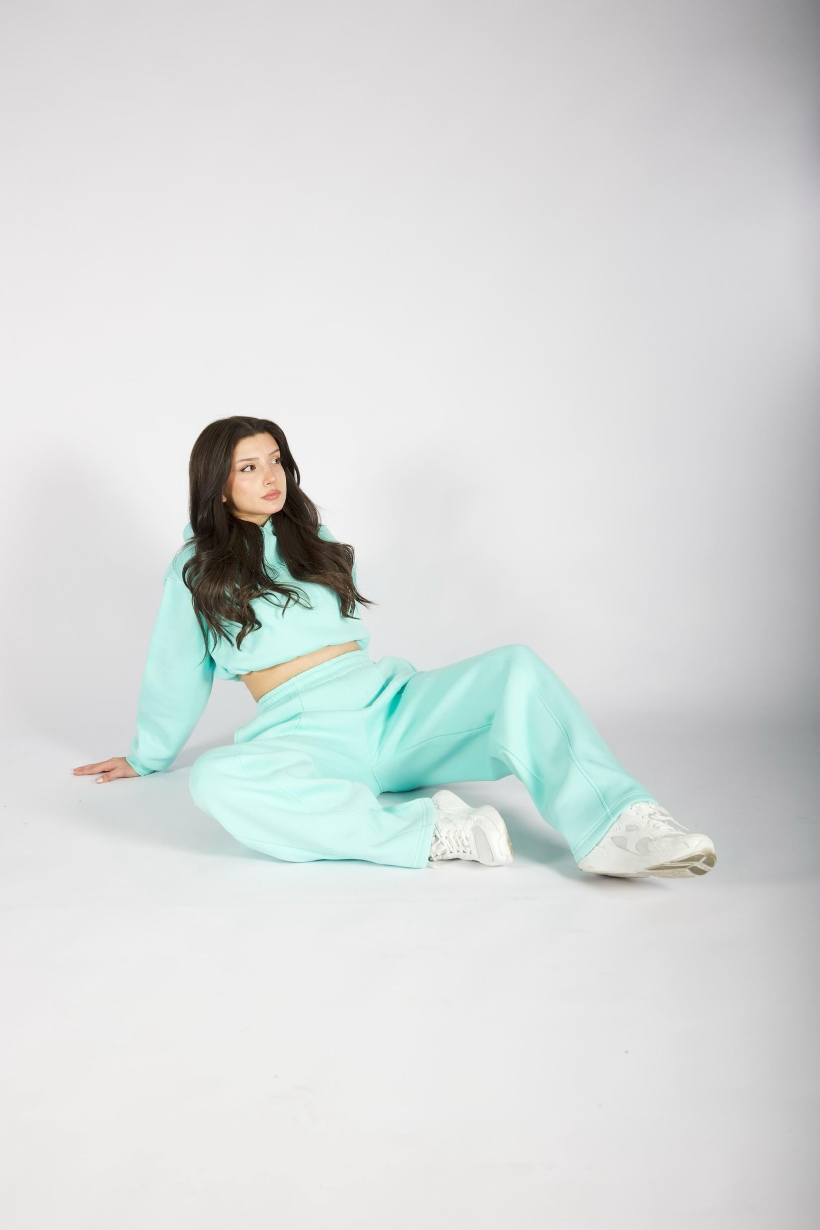 Starlite Mint Yeşil Crop Sweatshirt