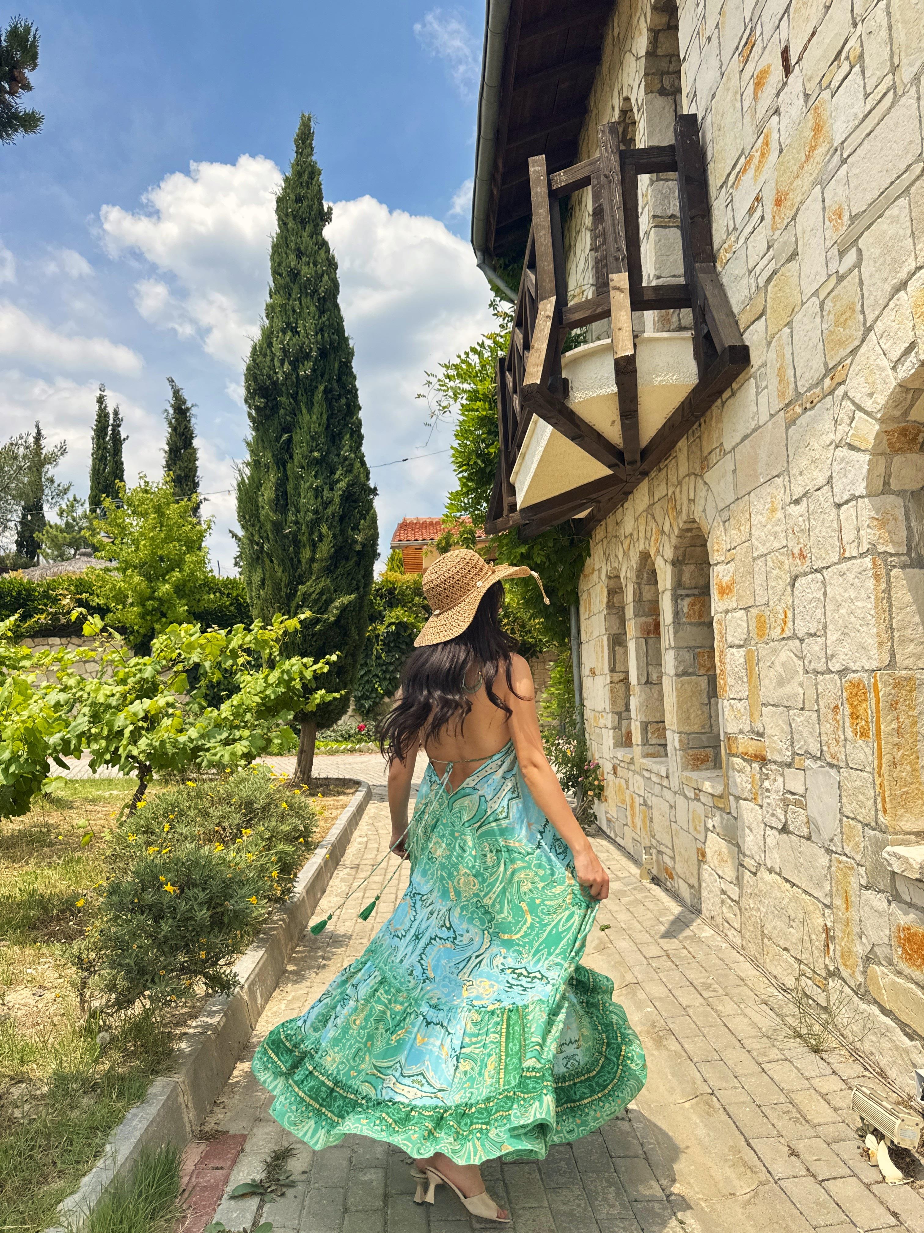 Esira Yeşil Yazlık Elbise