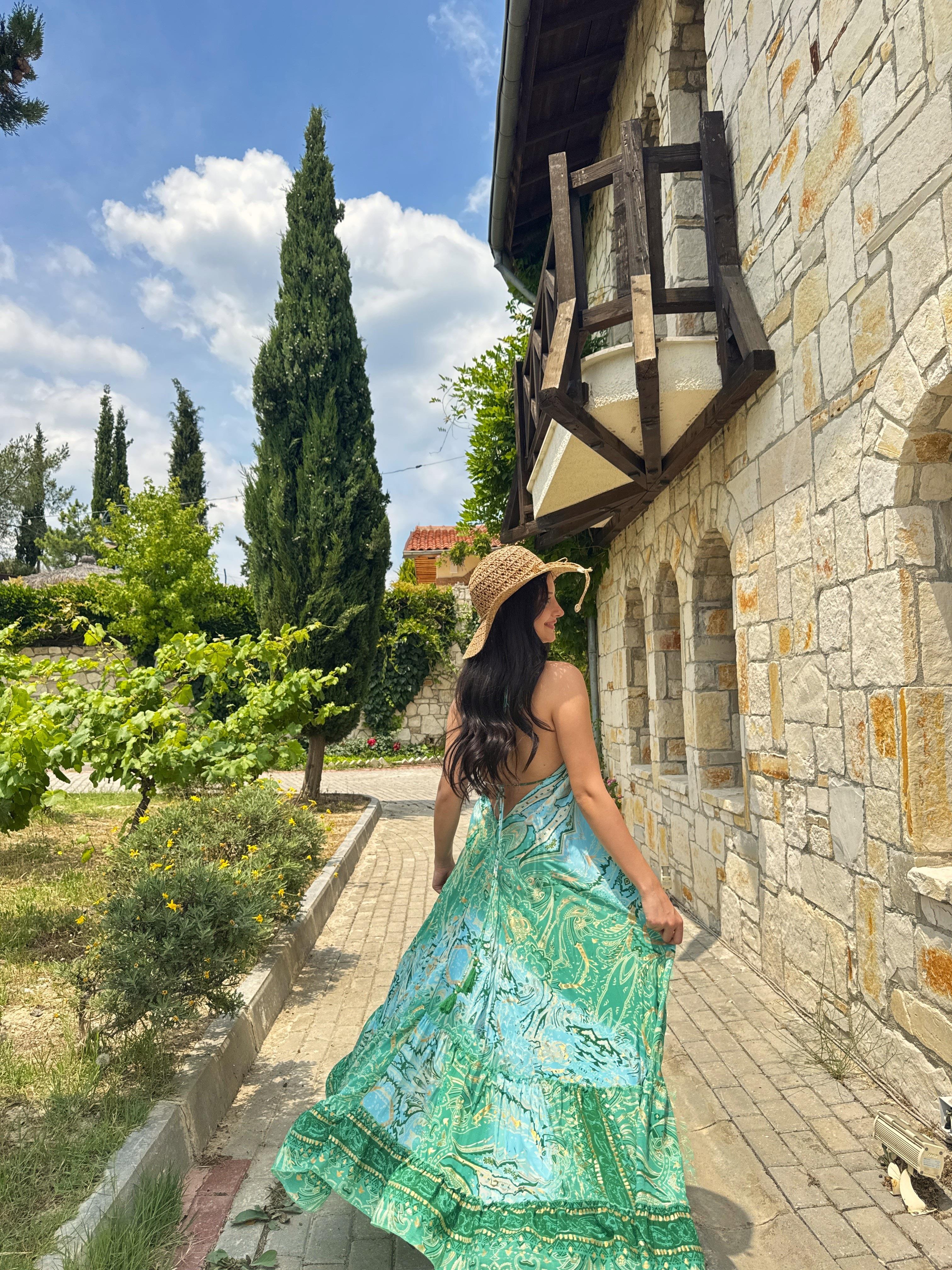 Esira Yeşil Yazlık Elbise