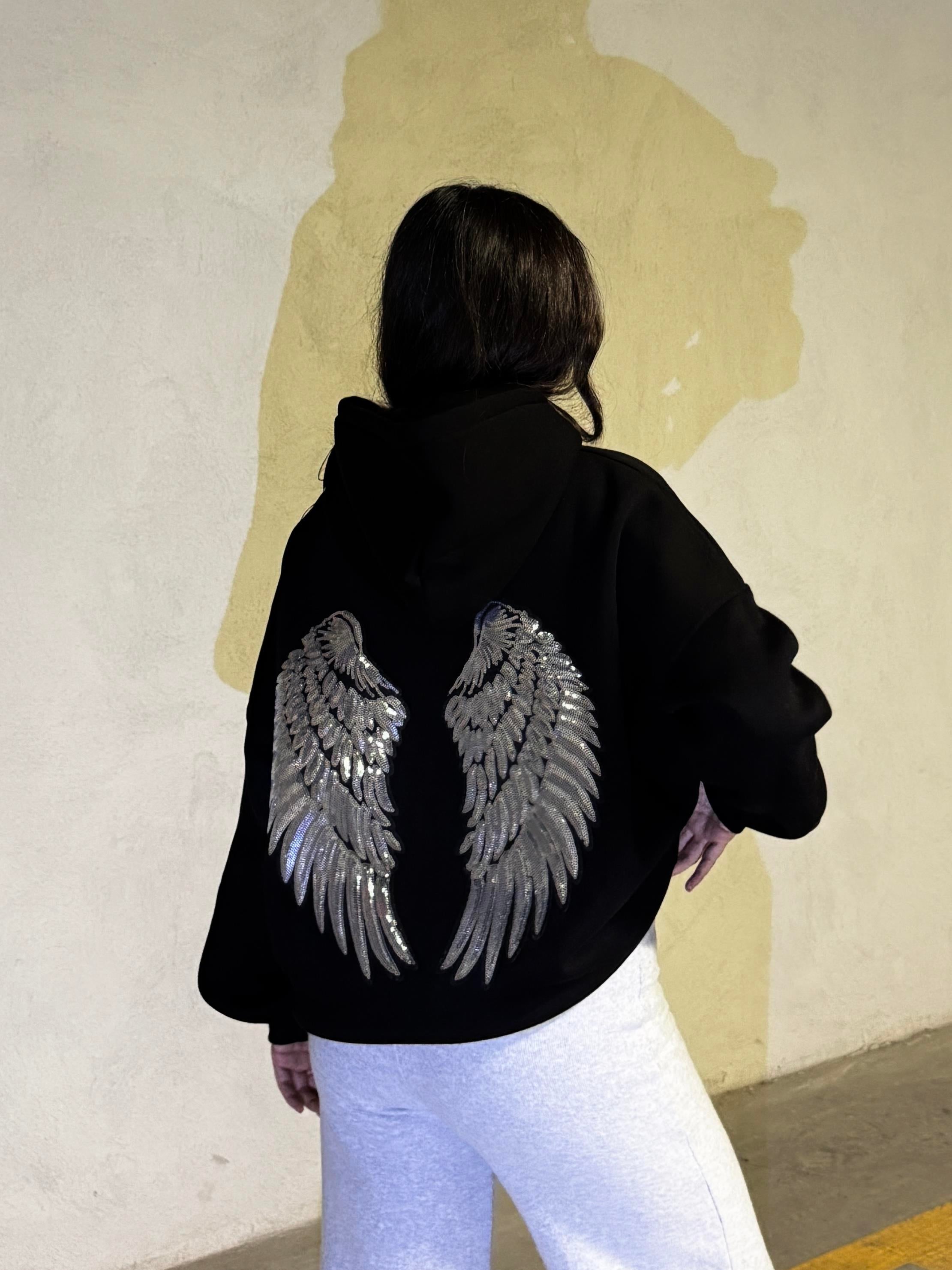 Shiny Angel Gümüş Pullu Sweatshirt