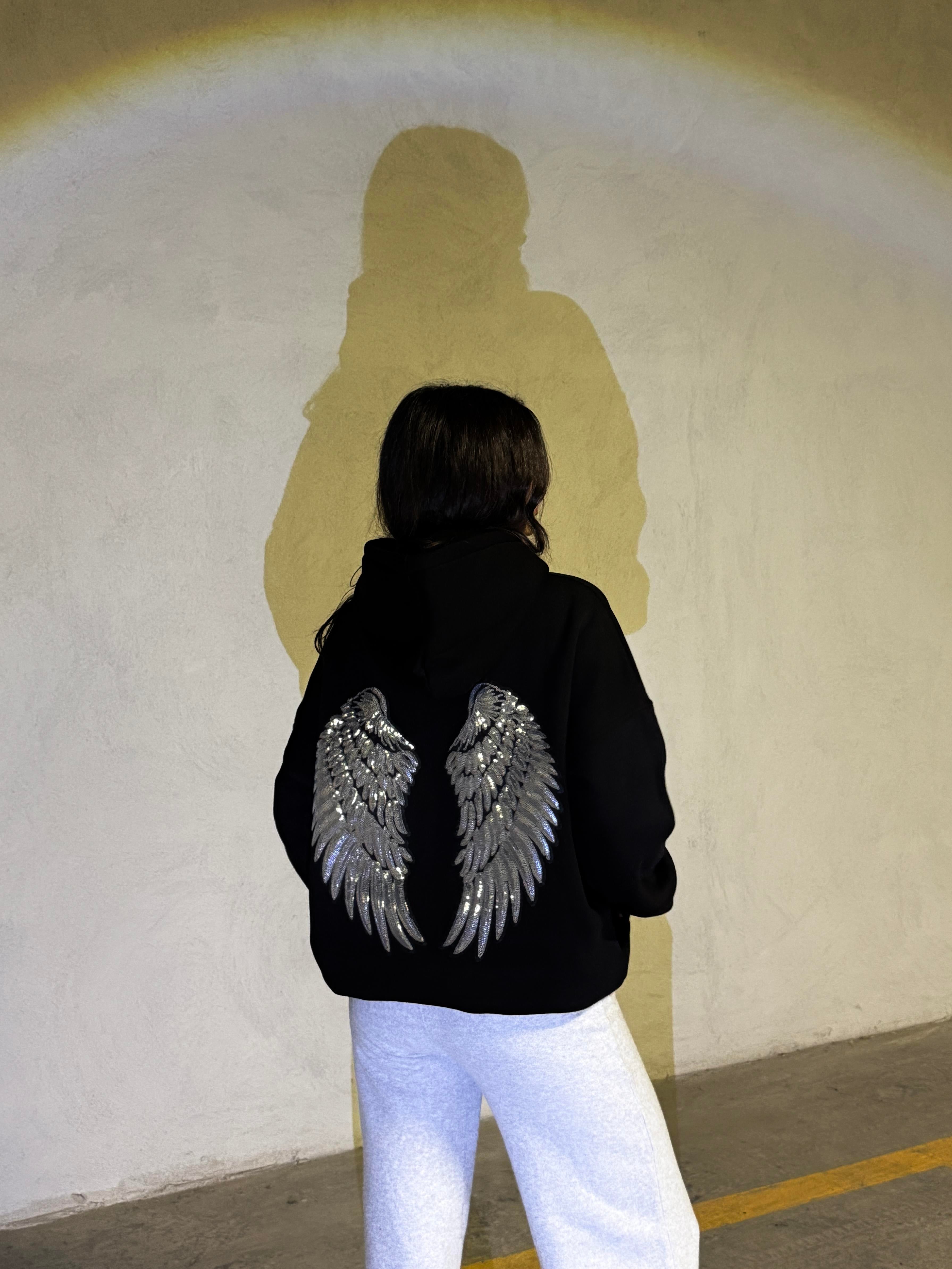 Shiny Angel Gümüş Pullu Sweatshirt