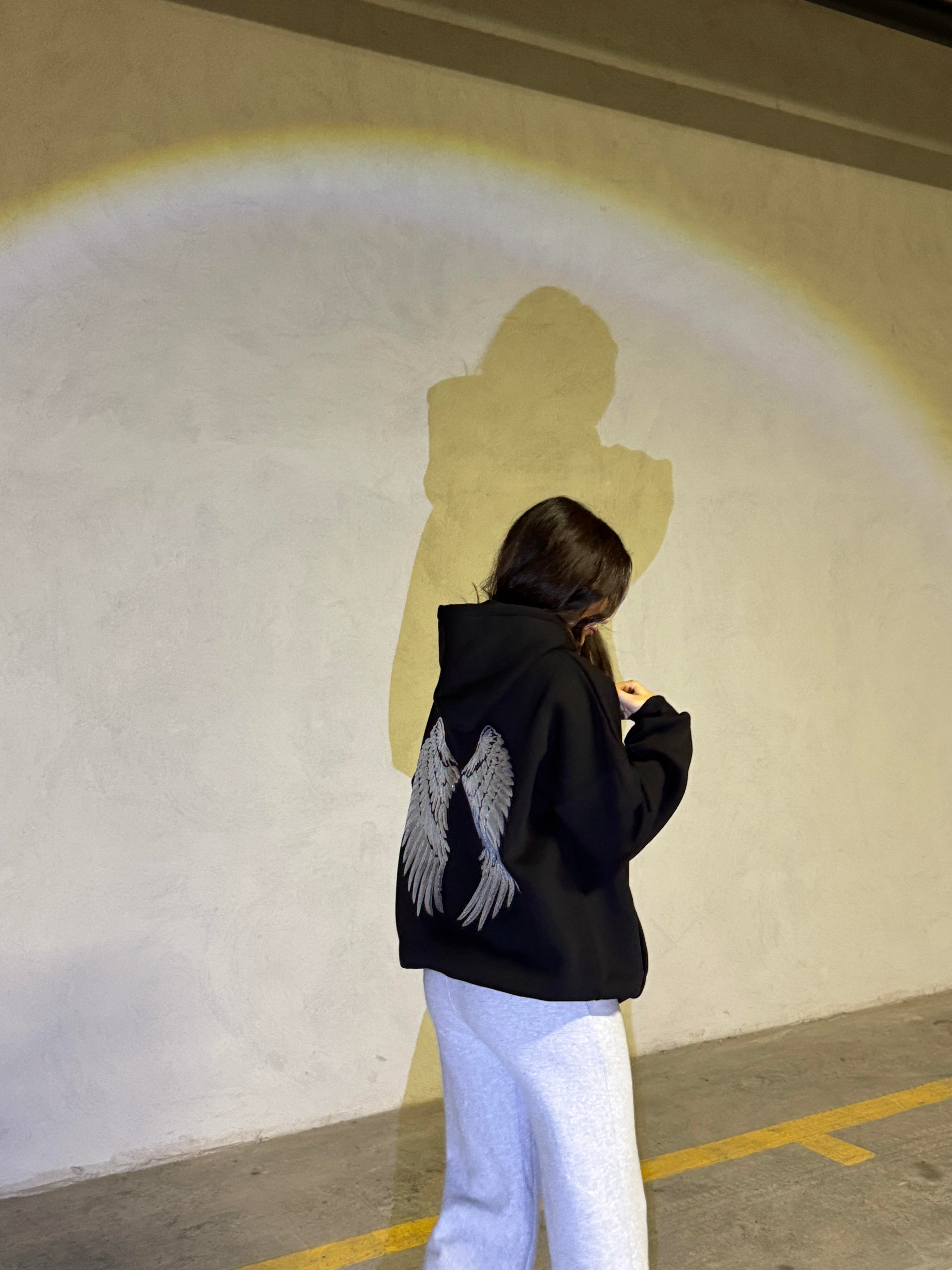 Shiny Angel Gümüş Pullu Sweatshirt