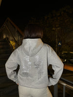 Simli Kanat Baskı Gri Sweatshirt