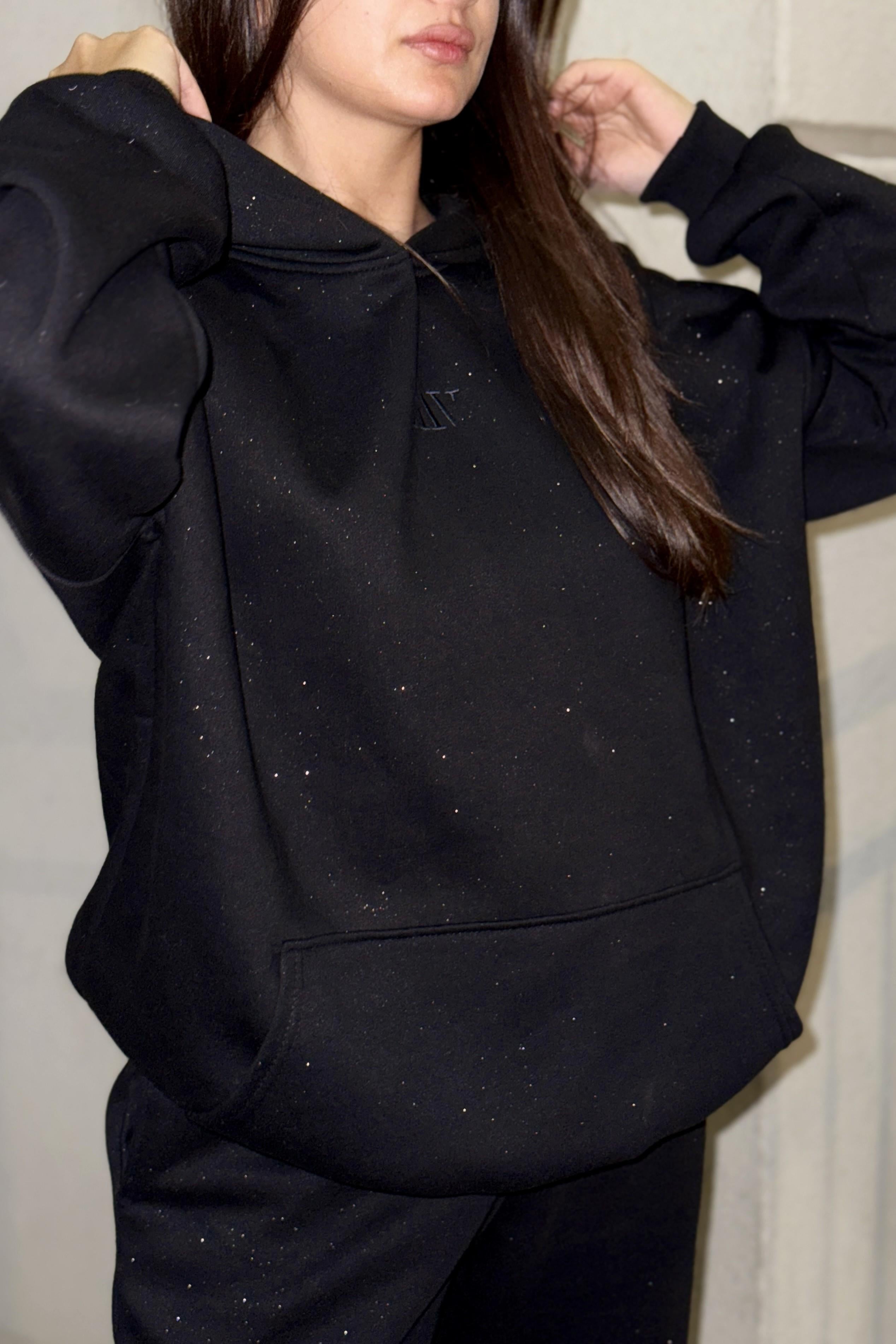 Siyah Simli Sweatshirt