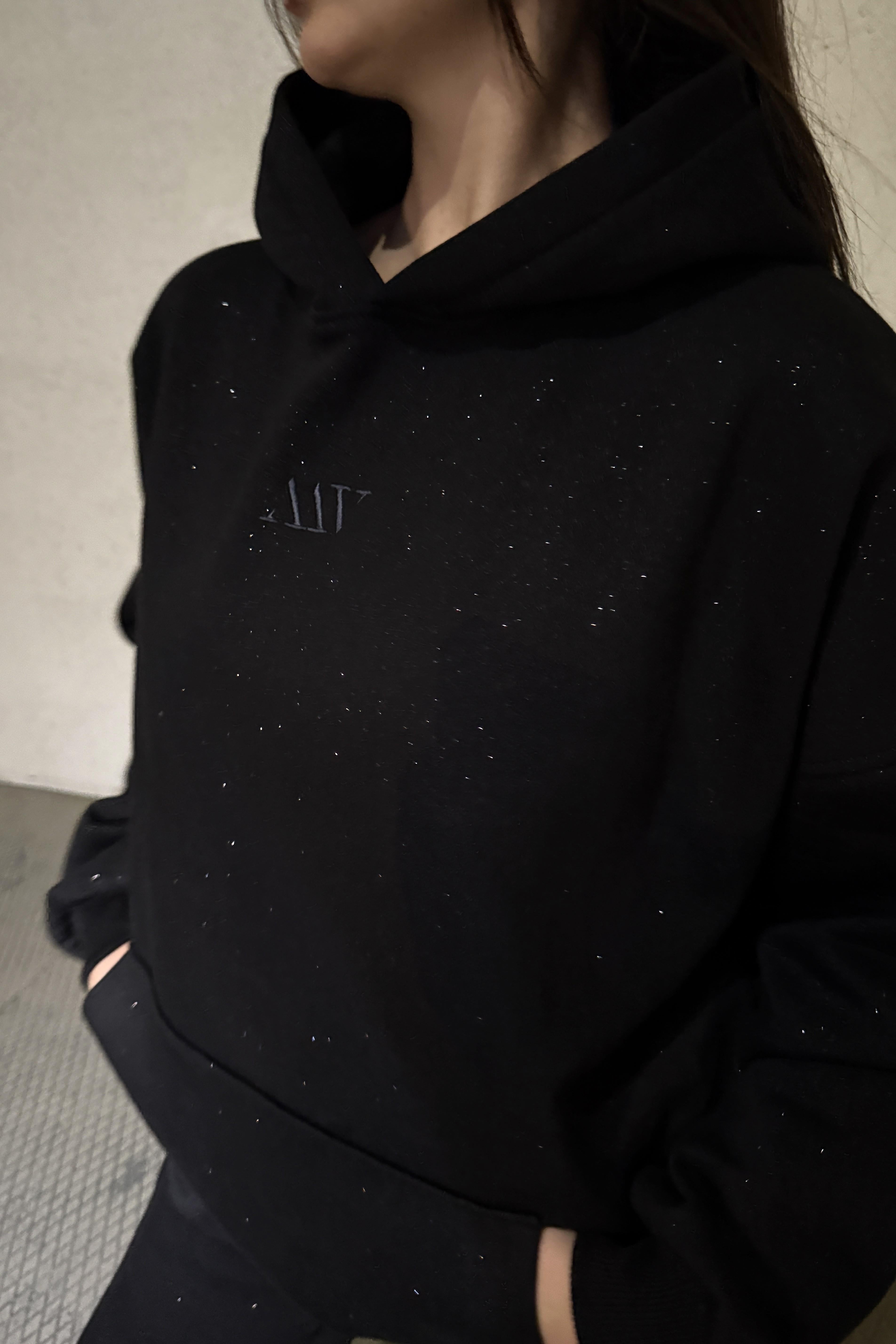 Siyah Simli Sweatshirt
