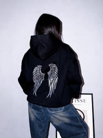 Siyah Taşlı Angel Sweatshirt