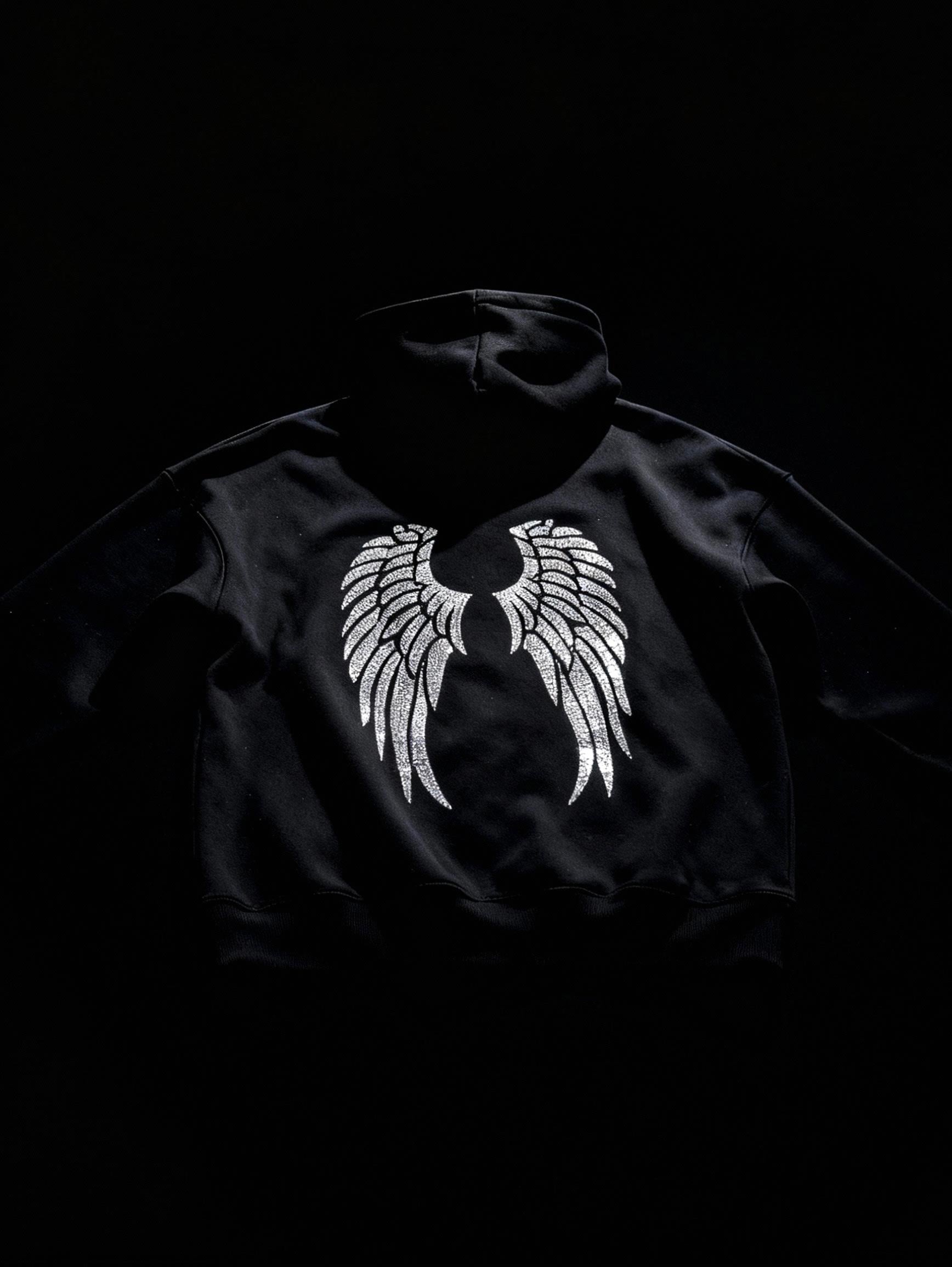 Siyah Taşlı Angel Sweatshirt