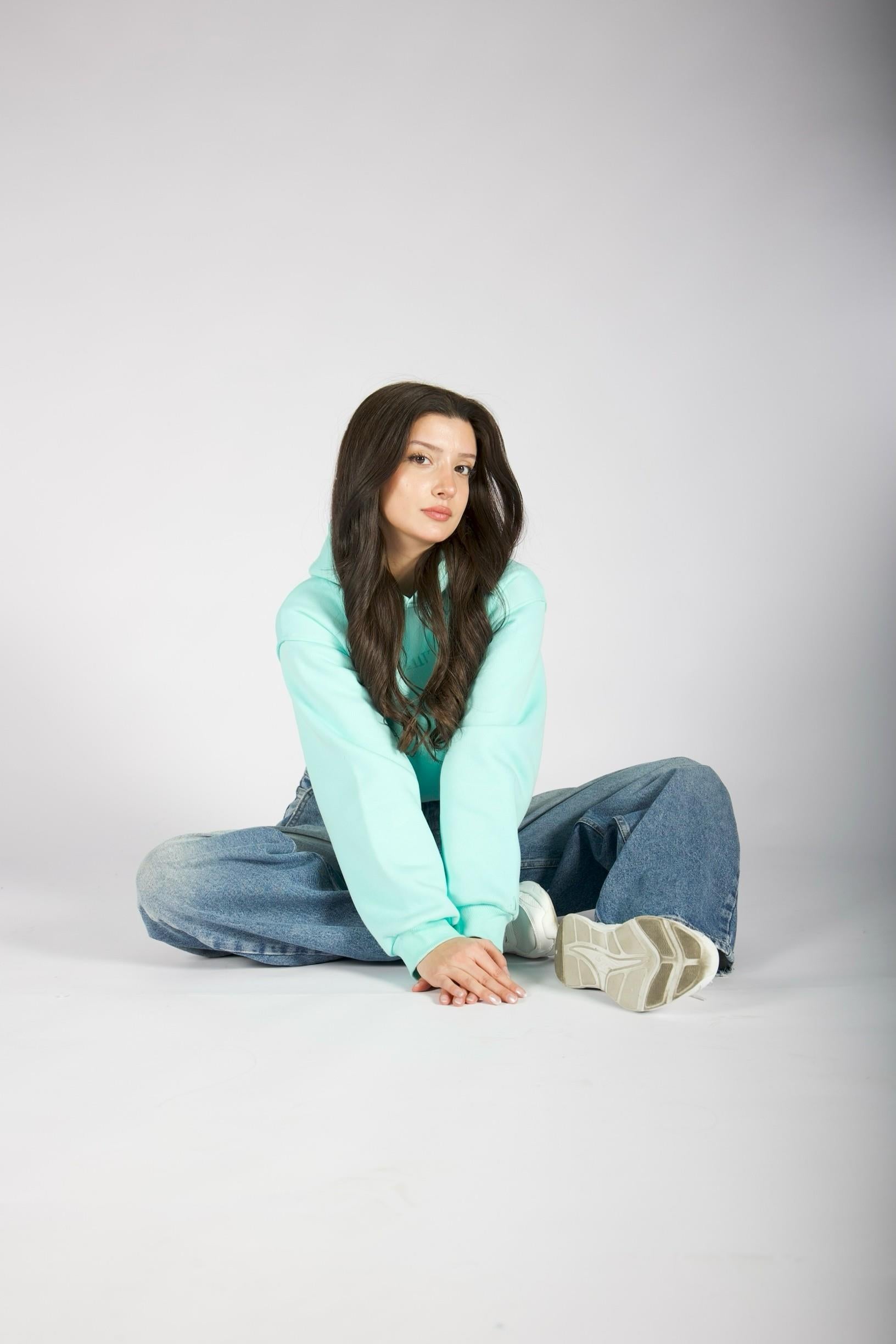Starlite Mint Yeşil Crop Sweatshirt