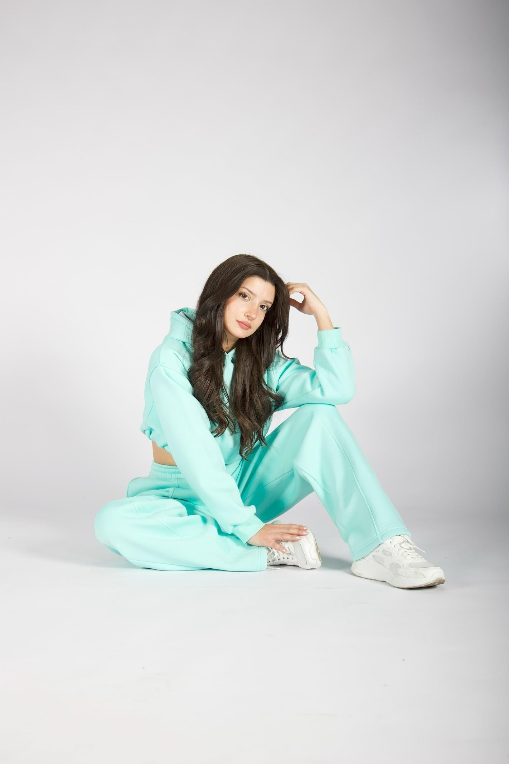 Starlite Mint Yeşil Crop Sweatshirt