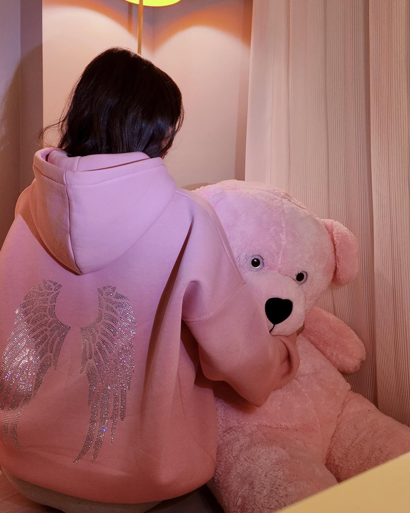 Taşlı Angel Pembe Sweatshirt