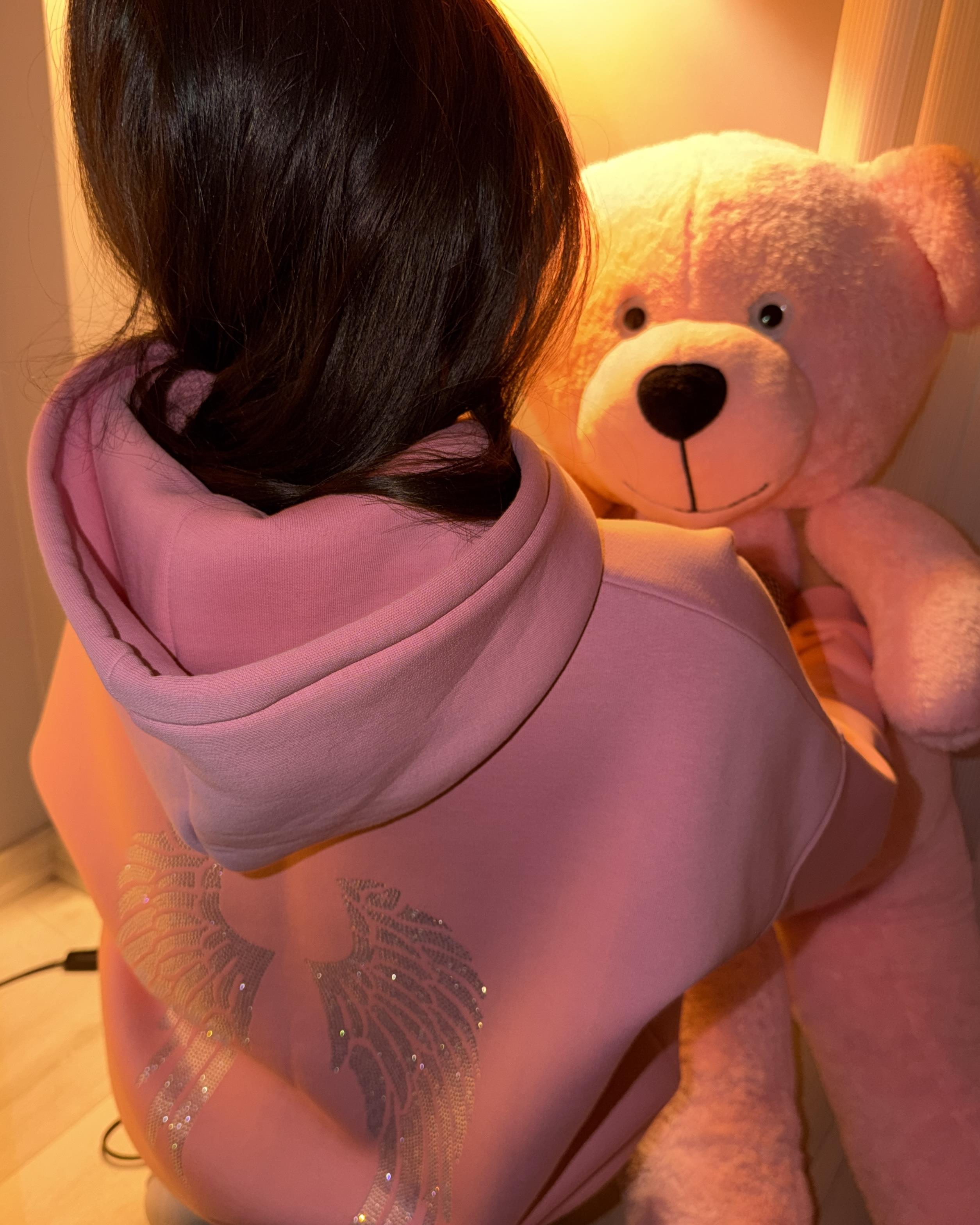 Taşlı Angel Pembe Sweatshirt