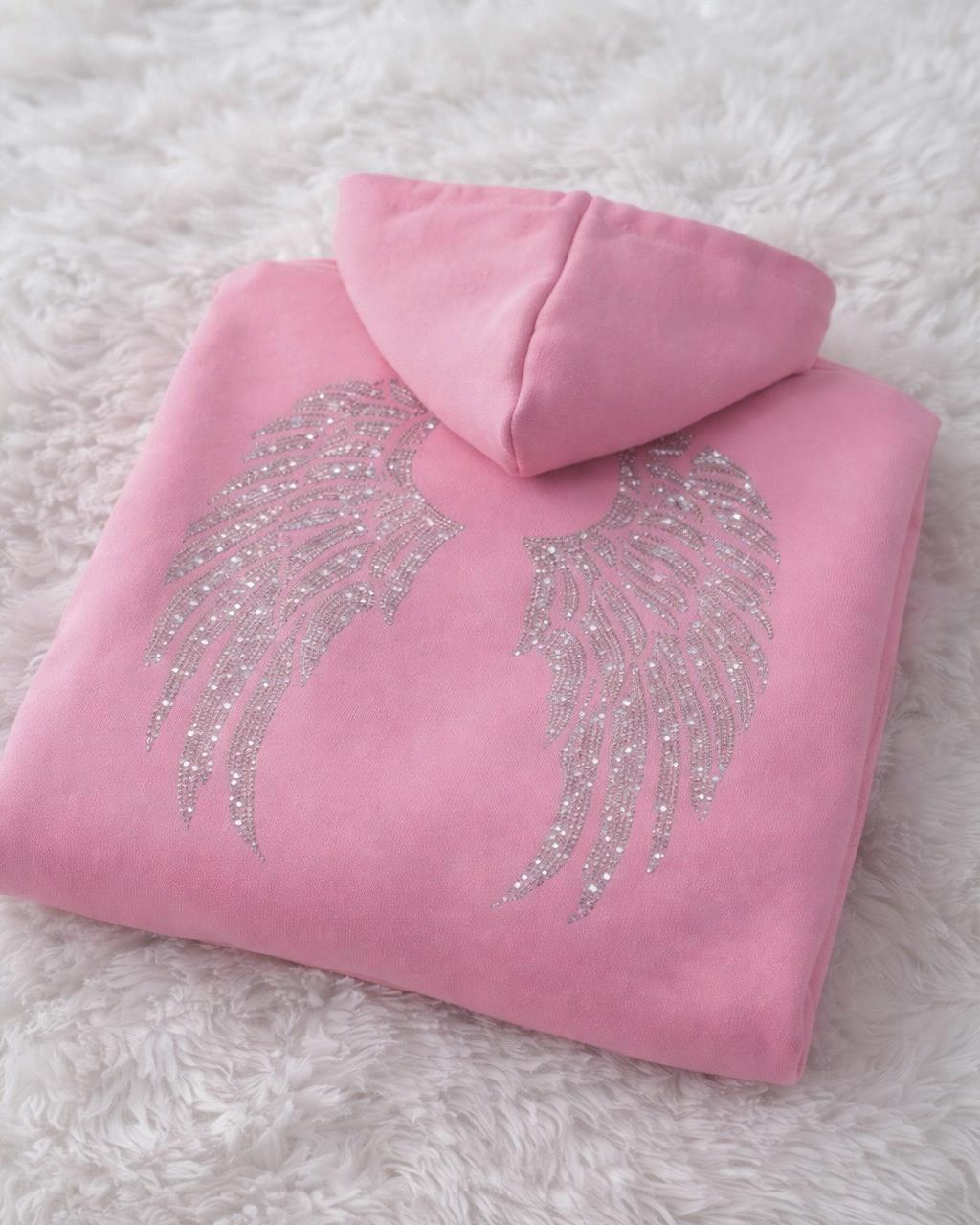 Taşlı Angel Pembe Sweatshirt